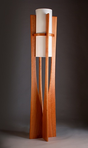 cherry wood floor lamp handmade by Kyle Dallman