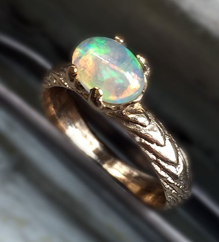 Ethiopian Opal Egg, Gold Claw Ring, Jewelry by Jennifer Tull Westberg