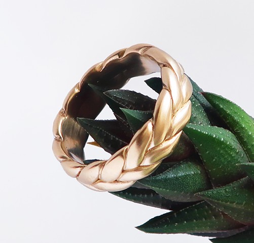 yellow gold wide braid ring