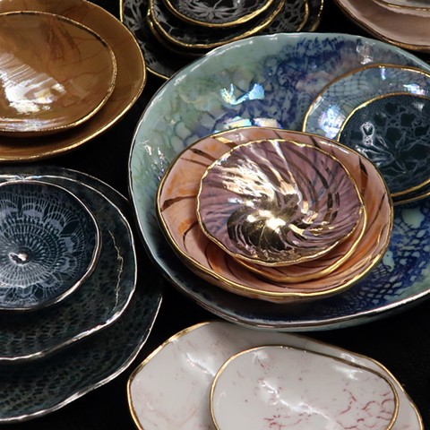 Assorted Lustered Porcelain Jewelry/Trinket Dishes