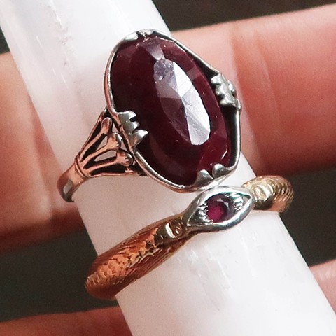 Silver and Gold Magickal Ruby Rings