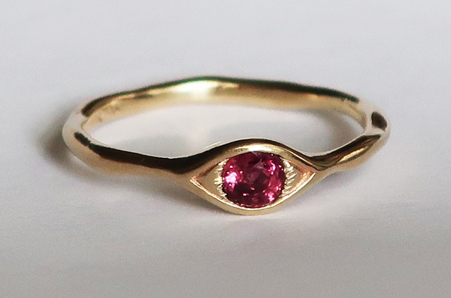 Gold and Ruby Eye Ring