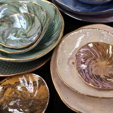 Assorted Lustered Porcelain Jewelry/Trinket Dishes