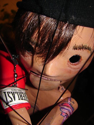 Boxer Marionette with tattoo