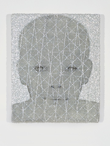 Benjamin Kress Boy's Face with Grid painting