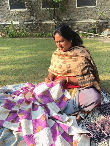 hand quilting with NGO in India