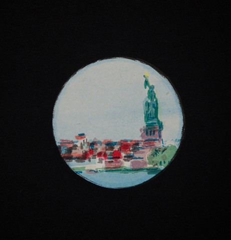 Detail of STATUE OF LIBERTY THROUGH A TELESCOPE