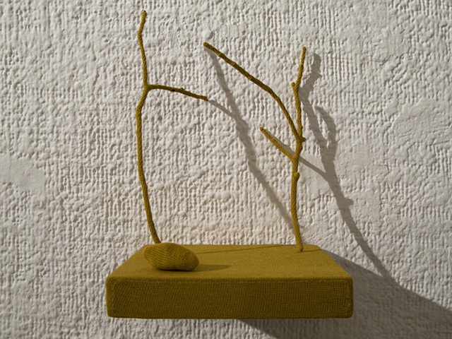 Untitled (shelf with twigs and rock)