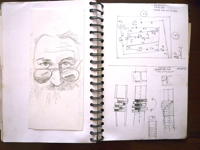 As built measurements for
'House for Annie Chu',
Jerry Garcia, & 
concept drawing 
for one of the '3 Graces'.