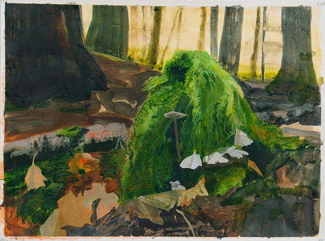 Forest floor contemporary painting moss