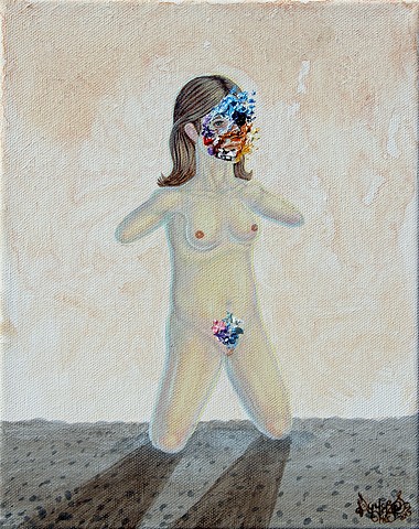 Art, Painting, Portrait, Acrylic, Oil Sticks, Pascal Leo Cormier, Payazo, Montreal, Naked, Woman, Hopeless