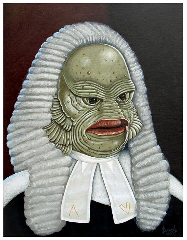Art, Painting, Monsters Are Real, Creature of the Black Lagoon, Justice, Law, Maritime Law, NWO, Judge, MK Ultra, Justice System, PascalLeoCormier, Payazo