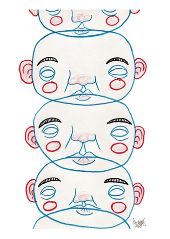 Artist, Art, Acrylic Painting, Drawing, Clown, Illustration, Faces, Face Jam, Pascal Leo Cormier, Montreal, Contemporary Art, Lowbrow Art, Hi Fructose Magazine, Juxtapoz Magazine