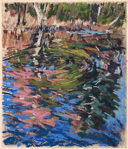 River pastel landscape Maine 
