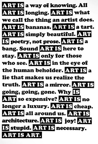 ART IS BANANAS. ART IS ARCHITECTURE. ART IS STUPID. ART IS NECESSARY.