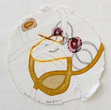 Remains (series)
Print bricolage on handmade paper with inlay thread, graphite drawing