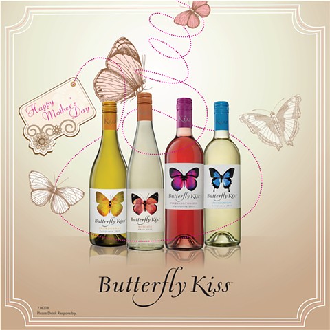 Butterfly Kiss Wine Poster