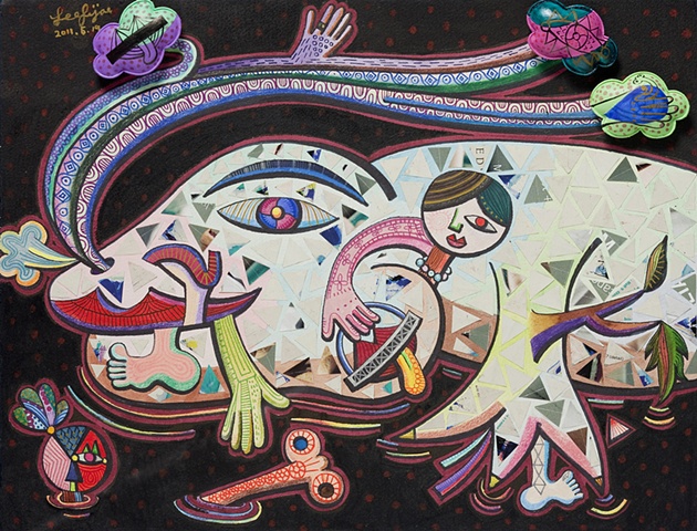 The Man-Eating Catfish of the Sky Shantytown, Watercolor on Paper, 58 X 48cm, 2011