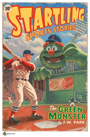 The Green Monster vintage pulp print painting by Stephen Andrade Red Sox MLB Fenway park Gallery1988 g1988 2019