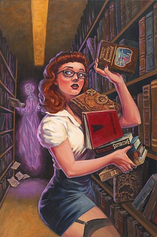 Spooky Stories by Stephen Andrade Gallery1988 g1988 Crazy 4 Cult Crazy4Cult 2015 librarian pinup Ghostbusters Evil Dead Hocus Pocus Ninth Gate Babadook In the Mouth of Madness