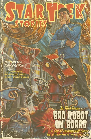 Bad Robot On Board Vintage Pulp Edition print acrylic painting illustration by Stephen Andrade Gallery1988 2013 Star Trek J.J. Abrams