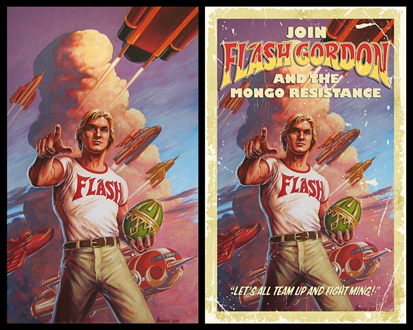 "Savior Of The Universe" Flash Gordon movie propaganda poster painting by Stephen Andrade