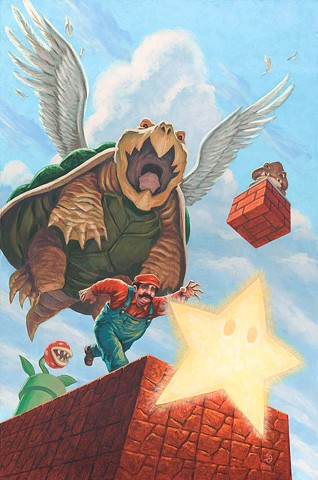 Catch A Falling Star by Stephen Andrade painting Super Mario Brothers art Bottleneck Gallery 2018