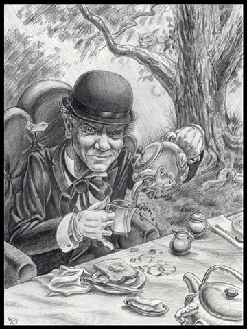 Drawing of Mad Hatter from "Alice in Wonderland" series by Stephen Andrade