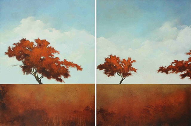 contemporary painting with tree