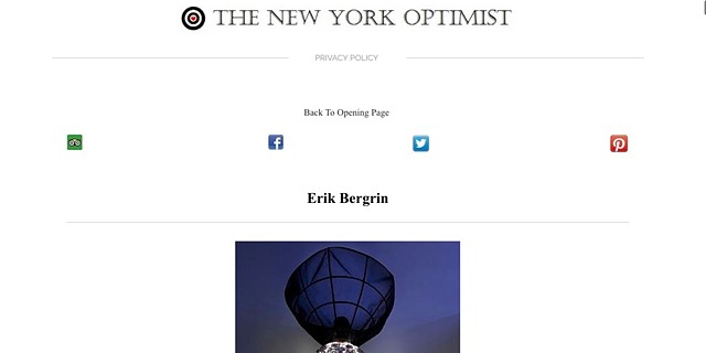 |Feature in The New York Optimist|http://www.thenewyorkoptimist.net/erik-bergrin---designer--artist--wearable-sculpture.html|