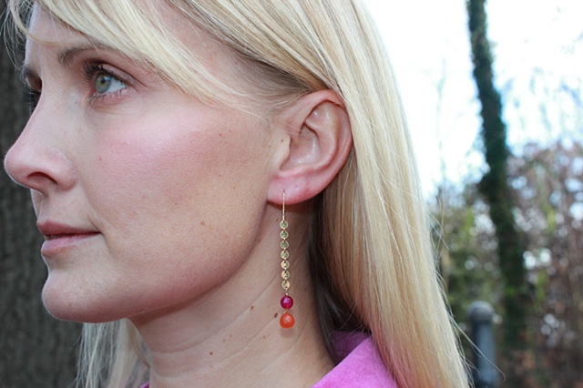 Pink Agate & Carnelian Earrings 