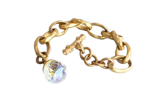 Matte Gold Link Bracelet (with Crystal)