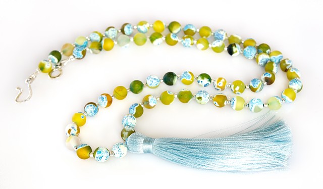 Rainbow Agate & Tassel Necklace