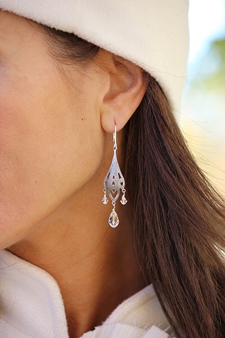 Silver & Crystal Boho Earrings