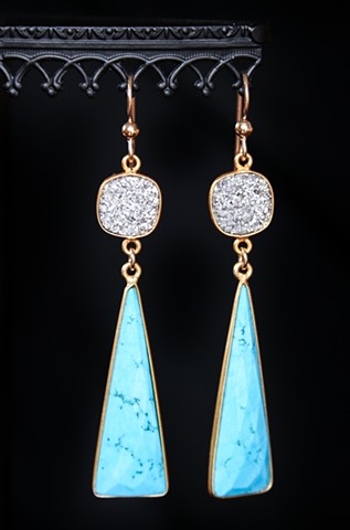 Druzy & Turquoise Drop Earrings