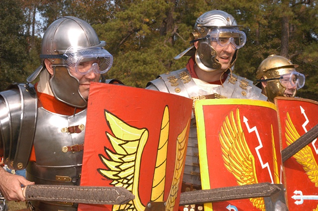 Cautious Ancient Rome Reenactors