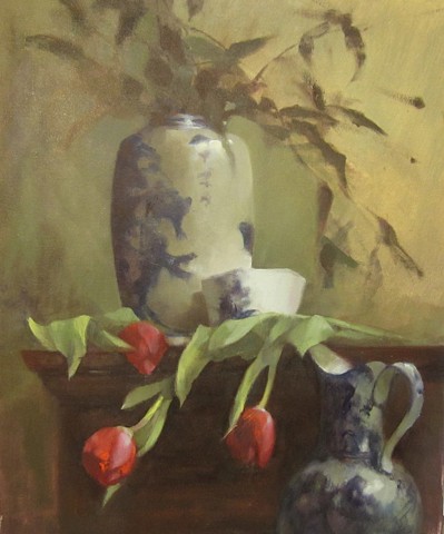 Tulips with Chinese Vase
