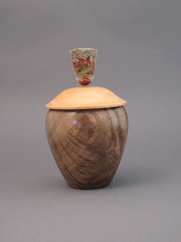 Wooden Vessel Lid:  Maple, Base: Poplar