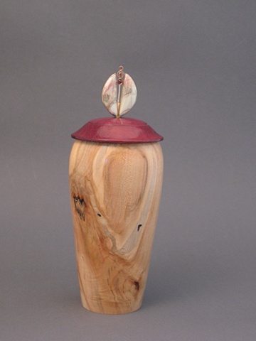 Wooden Vessel Lid:  Purple Heart, Base:  Ambrosia Maple