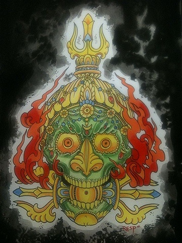 Tibetan ritual skull with Vajra