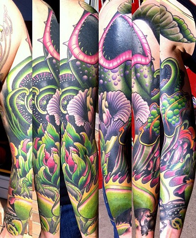 Carnivorous plant sleeve tattoo edmonton 