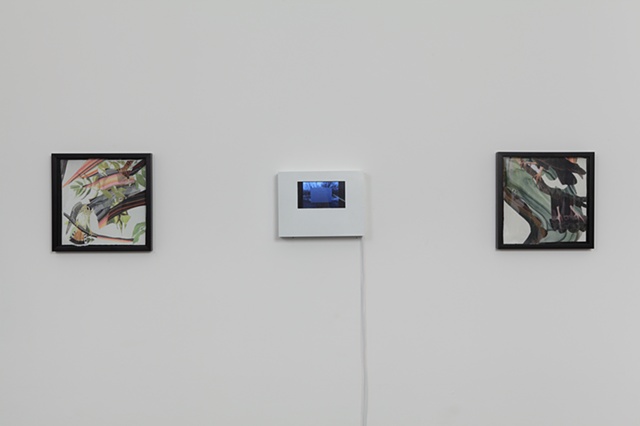Installation view, with animation in the middle