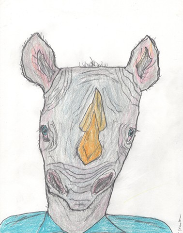 Drawing of a rhinoman by Christopher Stanton