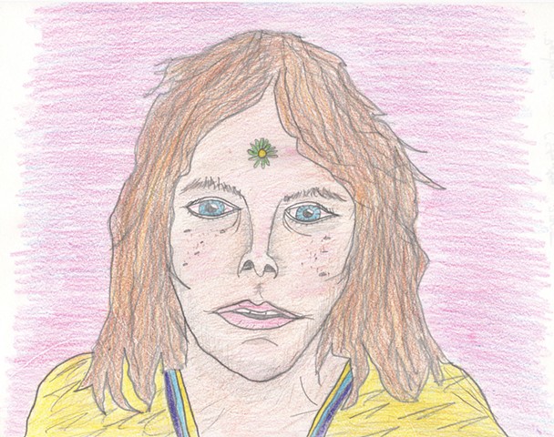 Colored pencil portrait of a commune member by Christopher Stanton 