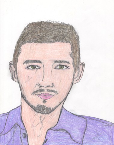 Colored pencil portrait drawing of Shia LaBeouf by Christopher Stanton 