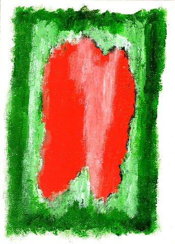 Red and green abstract painting by Christopher Stanton