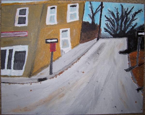 Acrylic painting of a street scene by Christopher Stanton
