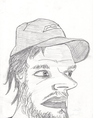 Pencil drawing of a trucker by Christopher Stanton 