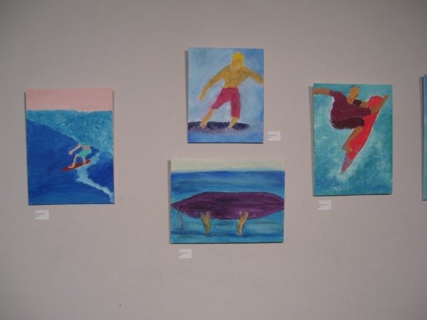 Acrylic paintings of surfers by Christopher Stanton