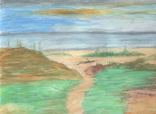 Water soluble crayon study of an ocean by Christopher Stanton 